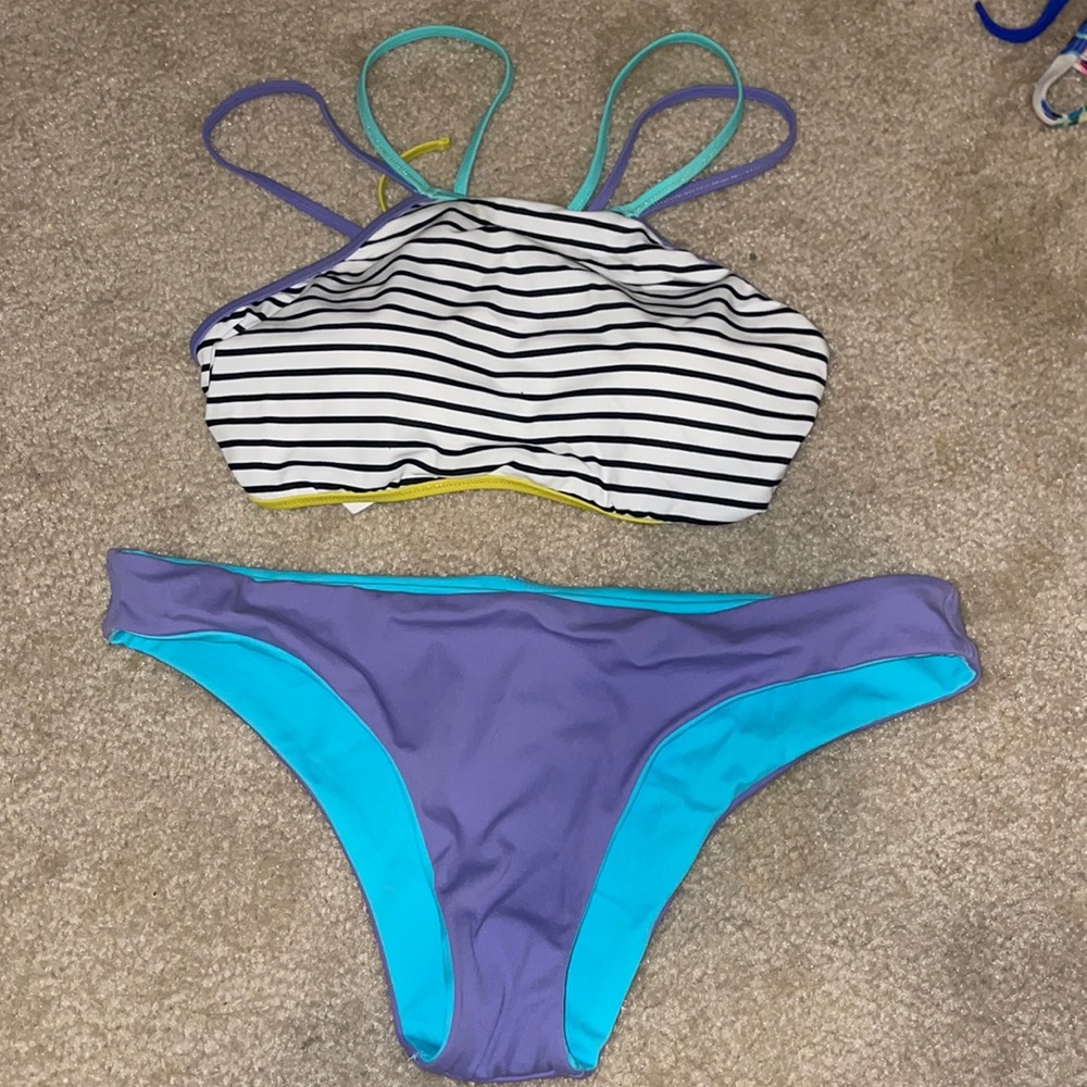 Striped Victoria Secret Bikini  reversible bottoms